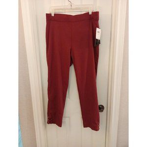 NWT Women's 89th + Madison Maroon Ankle Length Comfort Waist Pants Size Large